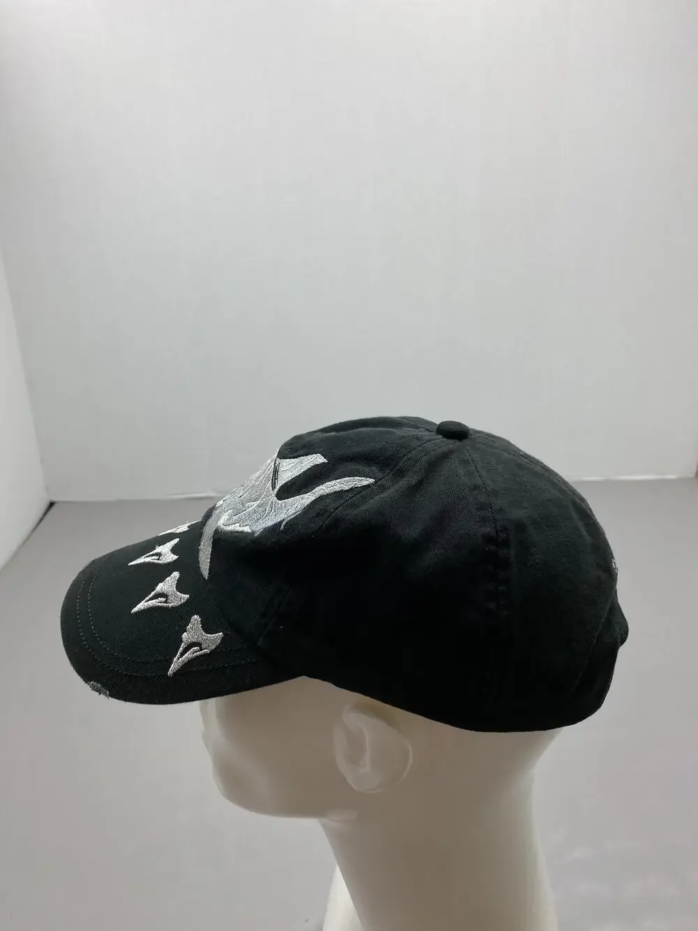 Hat Cap Strap Back One Size Black Kid Tees Fish Shark Embroidered Baseball